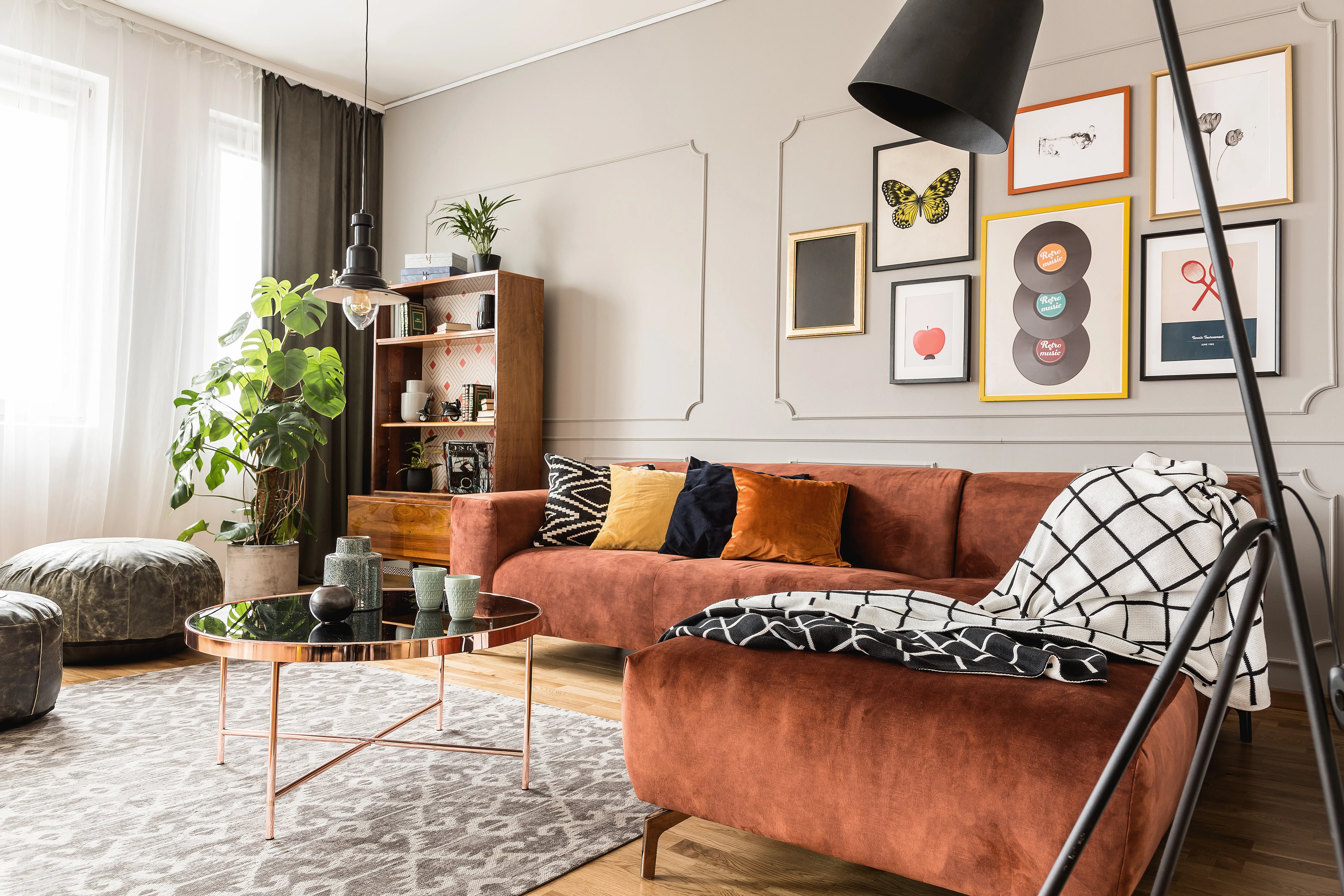 Eclectic living room with contemporary furniture
